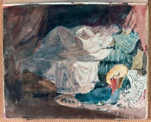 Chica desnuda y una compañera en una cama