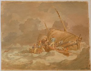 Marineros subiendo cerdos a bordo