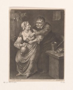 Inn interior con beber hombre y mujer de William Vincent
