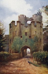 Warwick Castle: Drawbridge and Portcullis (colour litho) de William W. Quatremain