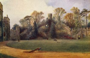 Castillo de Warwick: Monte de Ethelfleda (litografia en color)