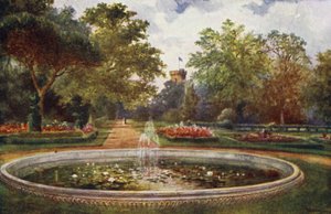 Castillo de Warwick: Terrace Walk (litografia en color) de William W. Quatremain