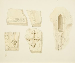 Restos de un Monumento descubierto en la Pared Este, y Piscina en el Pasillo Sur, Iglesia de St James, Bristol de William W. Wheatley