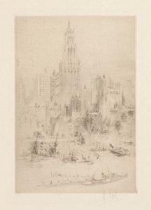 Centro de Manhattan desde el East River, con el edificio Woolworth