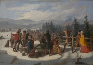 Escenas de los pioneros por Cooper, Deerslayer en el partido de tiro de William Walcutt