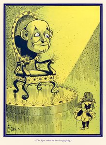 "Los ojos la miraron pensativamente." de "El maravilloso mago de Oz" por L. Frank Baum de William Wallace Denslow