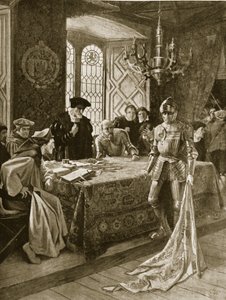 El regreso de la bandera de los gremios a Edimburgo después de Flodden, ilustración de 