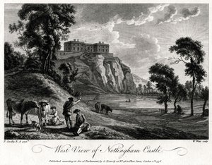 Vista oeste del castillo de Nottingham, Nottinghamshire, 1776 de William Watts