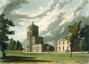 Exterior del Observatorio Astronómico, ilustración de la Historia de Oxford, grabado por Joseph Constantine Stadler publicado por R. Ackermann, 1813 de William Westall