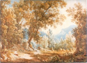 Paisaje con figuras, hacia 1807-1820 (Acuarela)