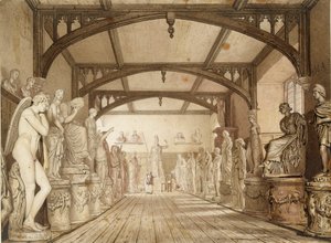La galería de esculturas en las Escuelas de Examinación, Oxford, 1813 de William Westall