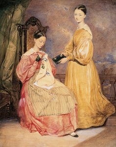 Retrato de Florence Nightingale (1820-1910) con su hermana Frances Parthenope, acuarela de William White Warren (1832-1911 o 1912) de William White (attr. to) Warren