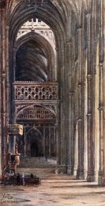 Canterbury, Interior de la Nave (litografía en color) de William Wiehe Collins
