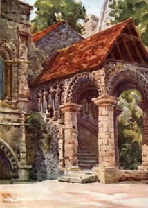 Canterbury, la escalera normanda (litografía en color)