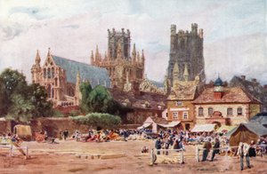 Ely, la plaza del mercado (litografía en color) de William Wiehe Collins