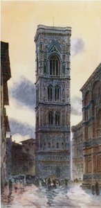 Florencia. El Campanile (litografía en color) de William Wiehe Collins