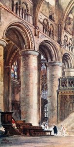Gloucester, interior de la nave (litografía en color) de William Wiehe Collins