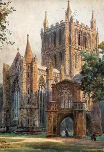 Hereford, el transepto norte (litografía en color) de William Wiehe Collins