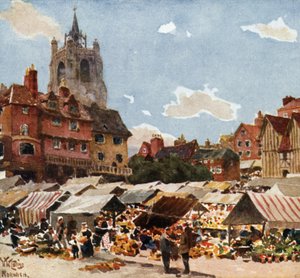 Norwich, la plaza del mercado (litografía en color) de William Wiehe Collins