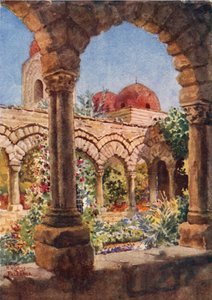 Palermo. Los claustros de S. Giovanni degli Eremit (litografía en color)