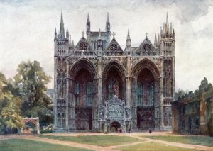 Peterborough, la fachada oeste (litografía en color) de William Wiehe Collins