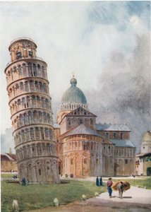 Pisa. El Campanile y el Duomo (litografía en color)