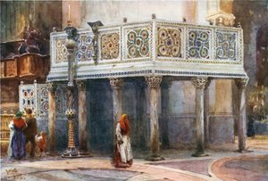 Salerno. Un púlpito en la catedral (litografía en color)