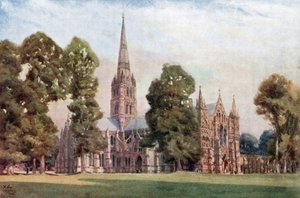 Salisbury, la Catedral (litografía en color) de William Wiehe Collins