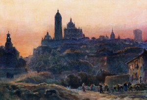 Segovia, al atardecer (litografía en color) de William Wiehe Collins