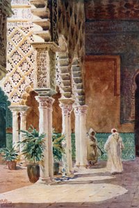 Sevilla, en el Alcázar (litografía en color)