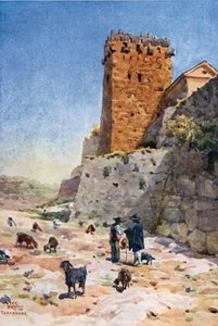 Tarragona, la Torre del Arzobispo (litografía en color)