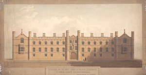 Alzado de la fachada oeste del nuevo cuadrilátero del Corpus Christi College, Cambridge