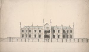 Alzado de una propuesta de diseño para Cambridge Colleges de William Wilkins