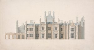 Alzado de una propuesta de diseño para Cambridge Colleges de William Wilkins