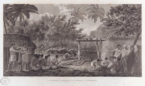 Sacrificio humano en Tahití en el Pacífico Sur, c1773 de William Woollett