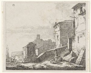 Vista de un pueblo en un puerto de William Young Ottley (possibly)