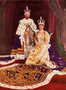 Sus Majestades el Rey Jorge V y la Reina María en sus trajes de coronación de William and Daniel Downey
