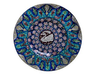 Plato de pájaro y pez de William de Morgan
