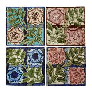 Cuatro azulejos "Rose Trellis", nº 661