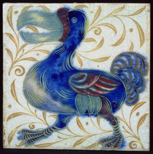 Azulejo con diseño de pájaro (cerámica)