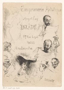 Tarjeta de visita del impresor Eugène Delâtre en París de Willibald Wolf Rudinoff