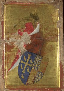 El escudo de armas de Ricardo II de Inglaterra El panel exterior del Díptico de Wilton, entre 1395 y 1399 de Wilton Master