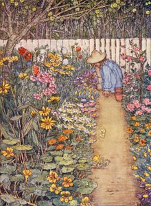 Libro infantil de jardinería: Un arriate herbáceo (litografía en color) de Winifred Cayley Robinson