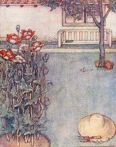 Libro infantil de jardinería: Amapolas (litografía en color)