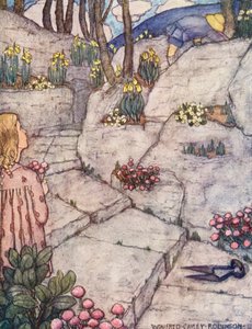 Libro infantil de jardinería: El camino a Roma (litografía en color) de Winifred Cayley Robinson