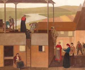 Diseño para decoración mural, c.1918 (óleo sobre lienzo) de Winifred Knights