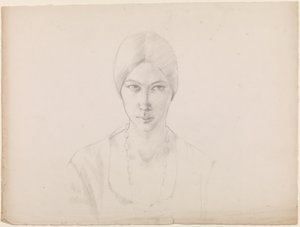 Autorretrato (lápiz sobre papel) de Winifred Knights