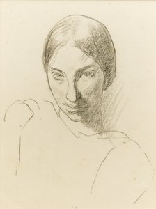 Autorretrato, c.1923 (tiza negra sobre papel) de Winifred Knights
