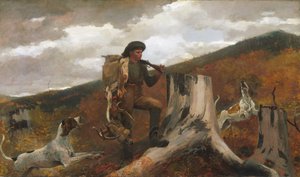 Un cazador y perros de Winslow Homer