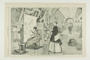 Estudiantes de arte y copistas en la Galería del Louvre, París
